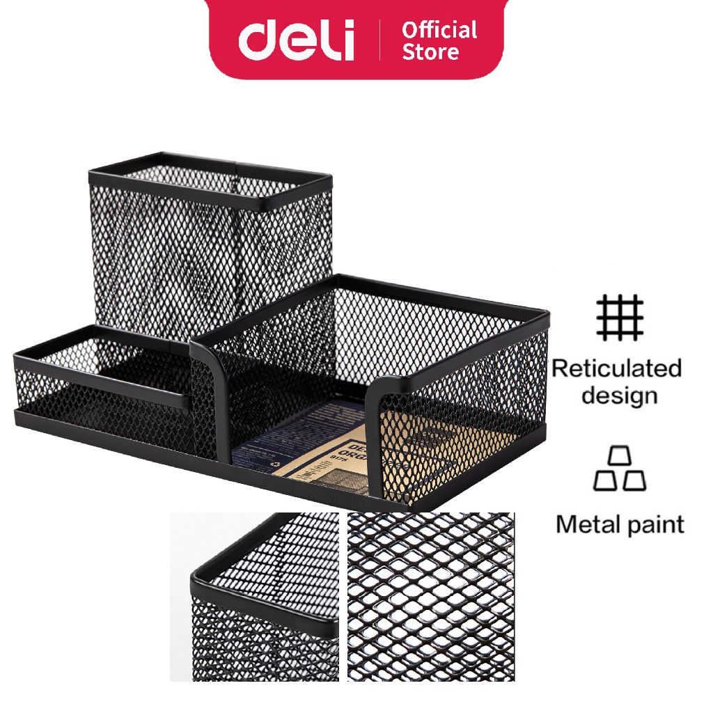 Deli Stationery Holder Desk Organizer 3 Comp 215 75 (53mm x 280g) E9175