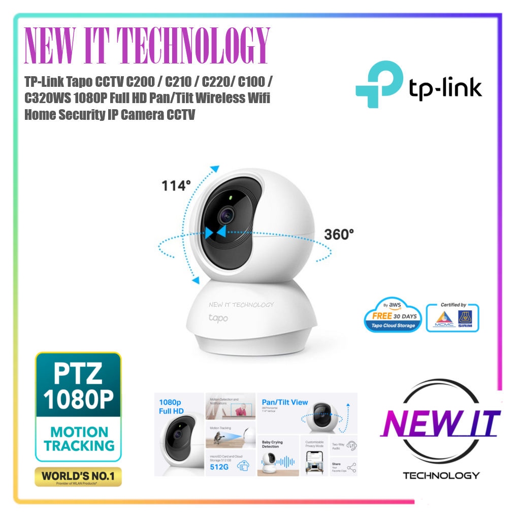 TP-Link Tapo C100|ซี110|ซี200|C210|C211|ค212|ซี220|C225 1080P Full HD Pan/Tilt Wireless Wifi Home Se