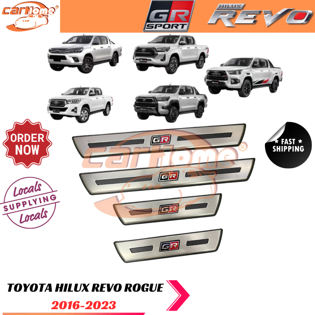 Toyota Hilux Revo Rogue Rocco 2016-2023 GR Sport Door Side Sill Step Kick Scuff Plate Bar Cover พื้น