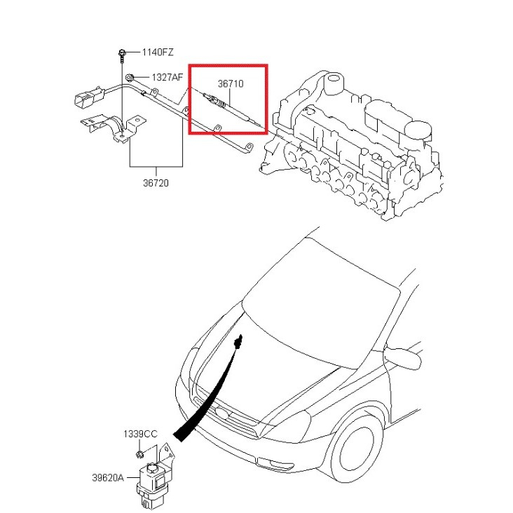GLOW PLUG / HEATER PLUG - 1PC HYUNDAI SANTA FE DM > 36710-2F101