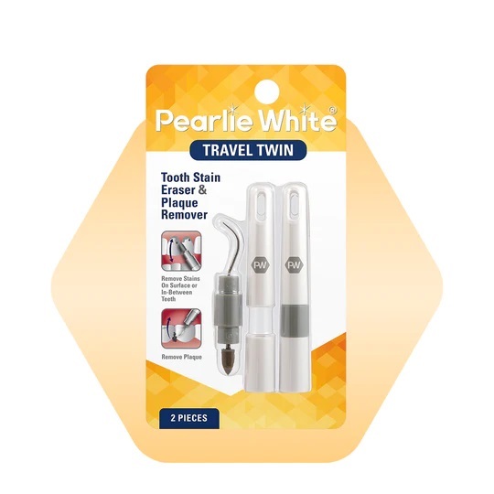 PEARLIE WHITE TRAVEL TWIN TOOTH STAIN ERASER & PLAQUE REMOVER