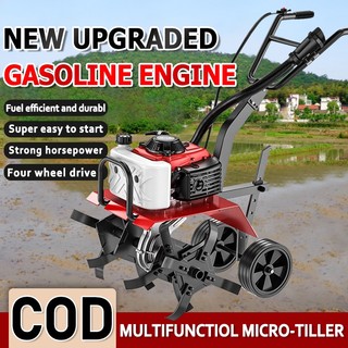 Mini Tiller Cultivator Machine 63CC 2-Stroke Heavy Duty Petrol Engine Rotary Mini Tiller Power Tiller Cultivator