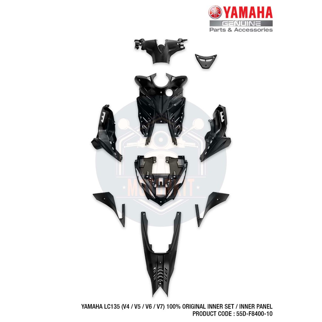 YAMAHA LC135 LC 135 135LC 135 LC V4 V5 V6 V7 ฝาครอบภายใน FULL COMPLETE ชุดฝาครอบภายใน HITAM 55D-F840