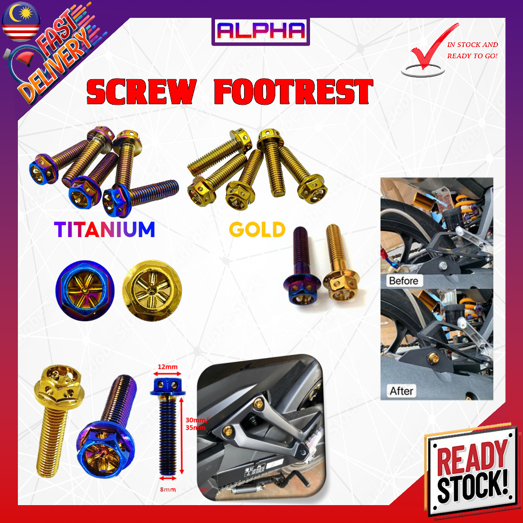 SCREW FOOTREST BRACKET BELAKANG SKRU FOOT REST BRACKET Y15 LC 135 LC135 RS150 M8X25 M8X35
