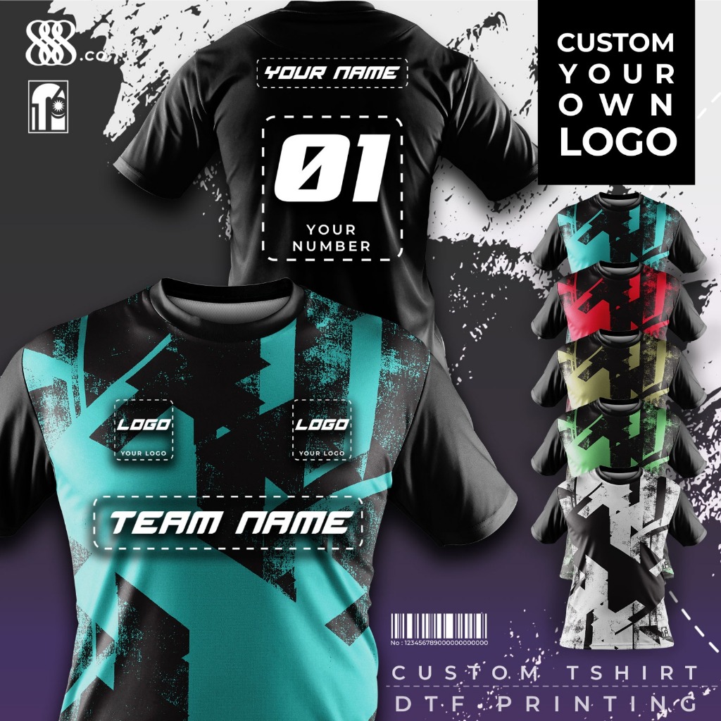 888.CO มาใหม่ล่าสุดเสื้อที่กําหนดเอง Grunge Sublimation Design Tshirt Jersey Unisex Microfibre Baju 