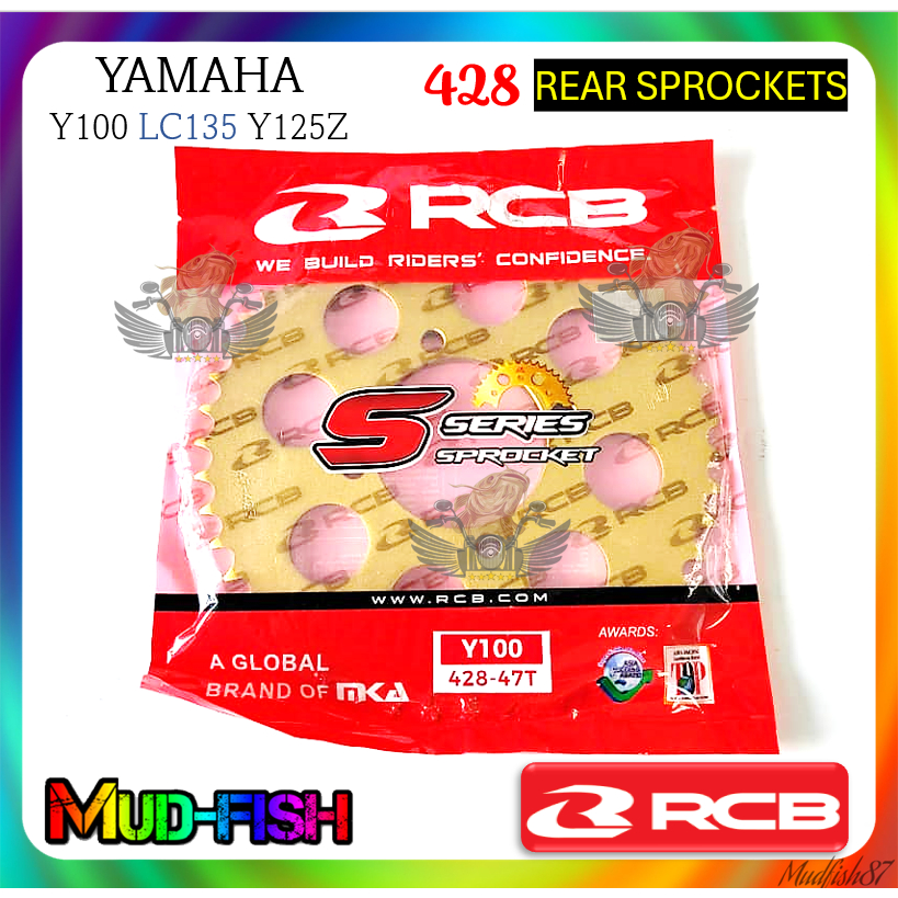 GEGANCU RCB S SERIES REAR GOLD HARDENED STEEL SPROCKET สําหรับ YAMAHA Y100 RXZ Y125Z LC135 V1 ~V8 (4
