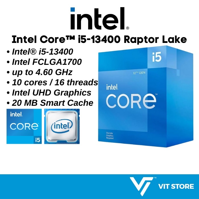Intel CoreTM i5-13400 [10-Core/16-Threads] โปรเซสเซอร์ Intel Intel 13th Gen CPU (LGA1700)