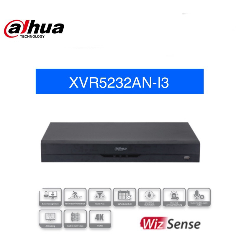 DAHUA กล้องวงจรปิด XVR5232AN-I3 32 ช่อง Penta-brid 5M-N/1080P 1U 2HDDs WizSense เครื่องบันทึกวิดีโอด