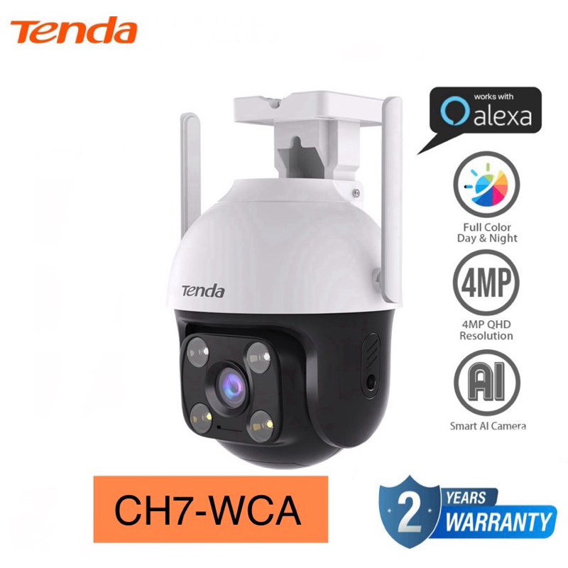 TENDA CH7-WCA 4MP OUTDOOR WIFI PAN/TILT กล้อง AI SMART FULL COLOR TENDA CH7