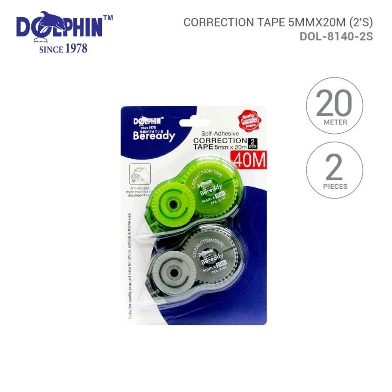 (3การ์ด) Dolphin DOL-8140-2s [5mm x 20m] เทปลบคําผิด X 3CARDS