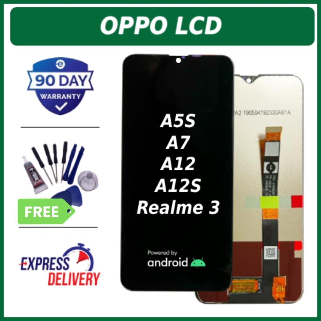 หน้าจอสัมผัส LCD สําหรับ Oppo A5S Oppo A5S Oppo A7 Oppo A12 Oppo A12S Realme 3