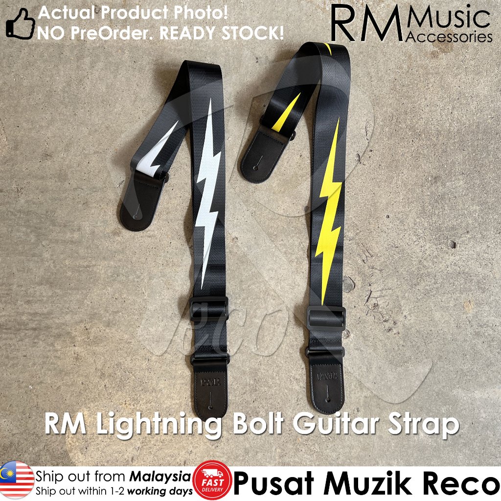 RM Guitar Strap Lightning Bolt Style Strap Gitar Akustik Elektrik Bass Gitar