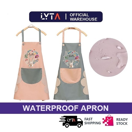 LYTA บ้านน้ํามันหลักฐานและกระเป๋าใหญ่มือเช็ดผ้ากันเปื้อนครัวทําอาหารผ้า 手式裙 L397