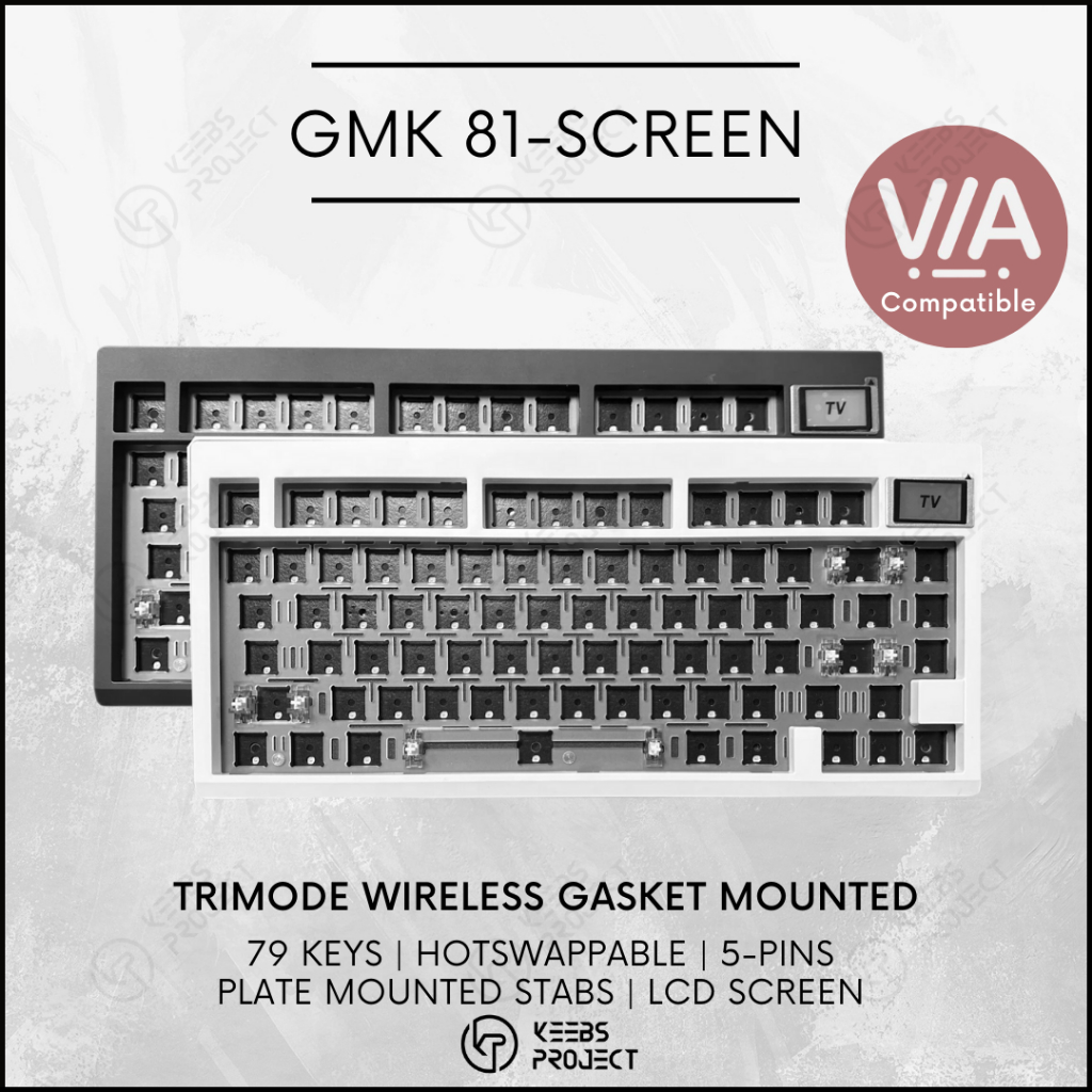 ZUOYA GMK81 พร้อมหน้าจอ LCD ไร้สาย Trimode Via ปะเก็นติดตั้งคีย์บอร์ดแบบกลไก GMK 81