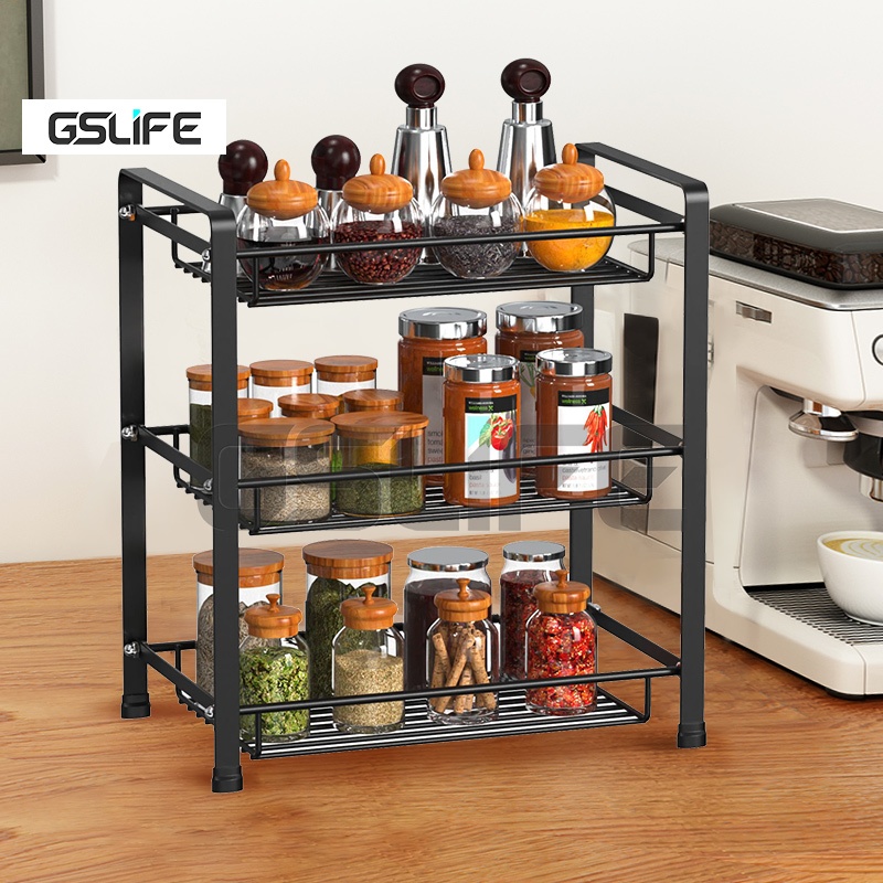 GSlife Worthy 2/3 ชั้นห้องครัว Rak Rempah ชั้นวางเครื่องเทศชั้นวางเครื่องปรุงรสชั้นเก็บห้องครัว