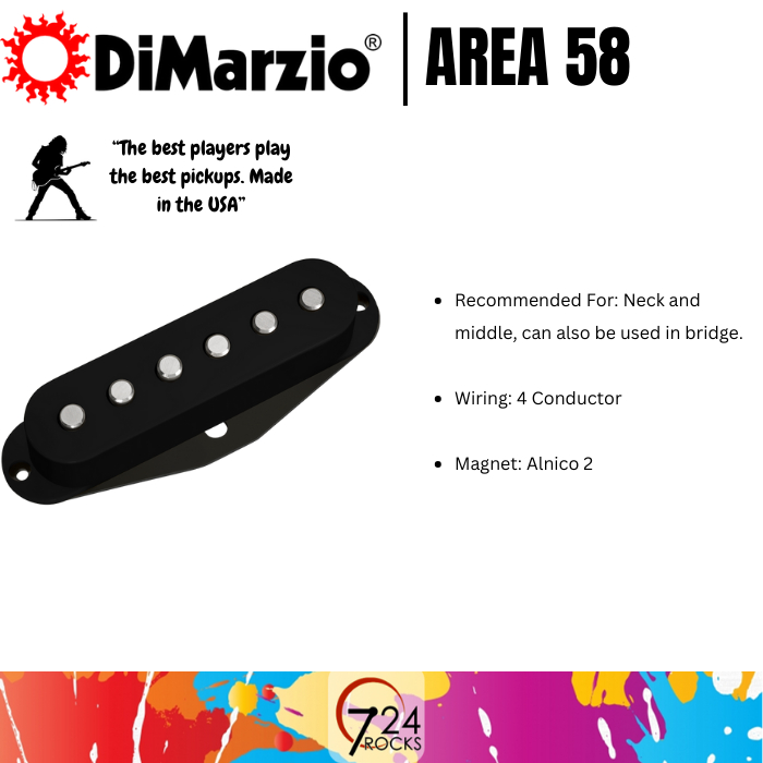 Dimarzio pickups DiMarzio DP415BK Area 58 สีดํา DiMarzio Area 58 รถกระบะกีตาร ์ DP415 724ROCKS