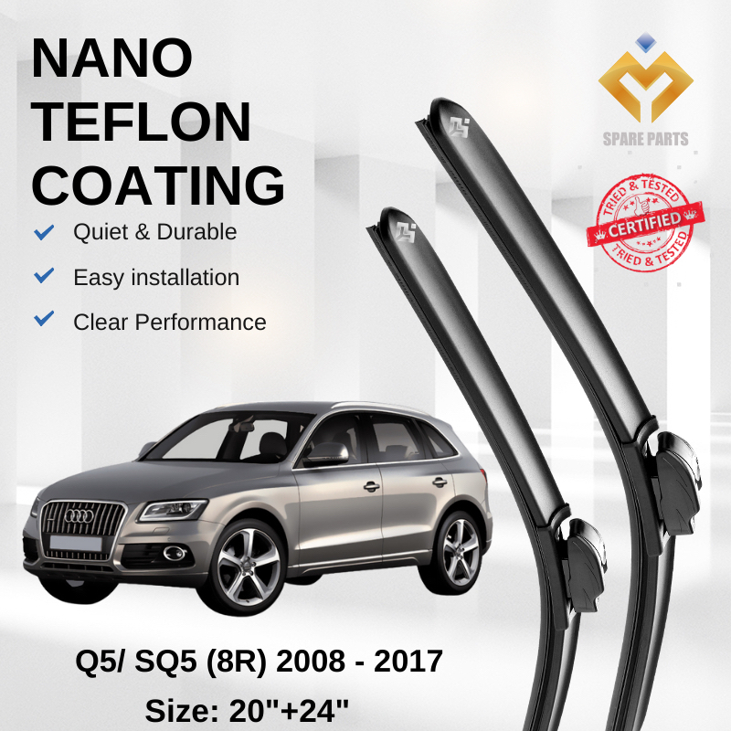 Audi Q5/ SQ5 8R Premium Japan Tech Car Wiper Blades 20+24 Streak-Free ทนทาน ติดตั้งง่าย + ฟรี Microf