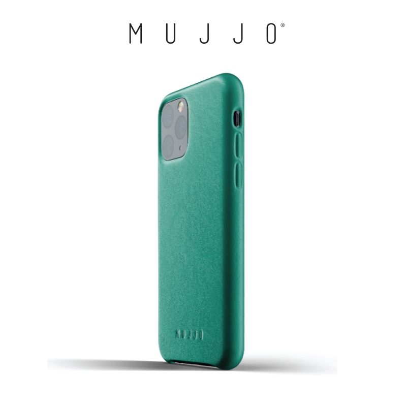 Mujjo Full Leather Phone Case iPhone 11 Pro - สีเขียว