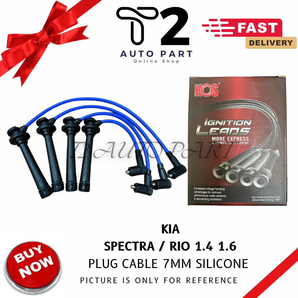 T2 PLUG CABLE KIA SPECTRA 1.6 RIO 1.4 1.6 7MM SILICONE 1SET