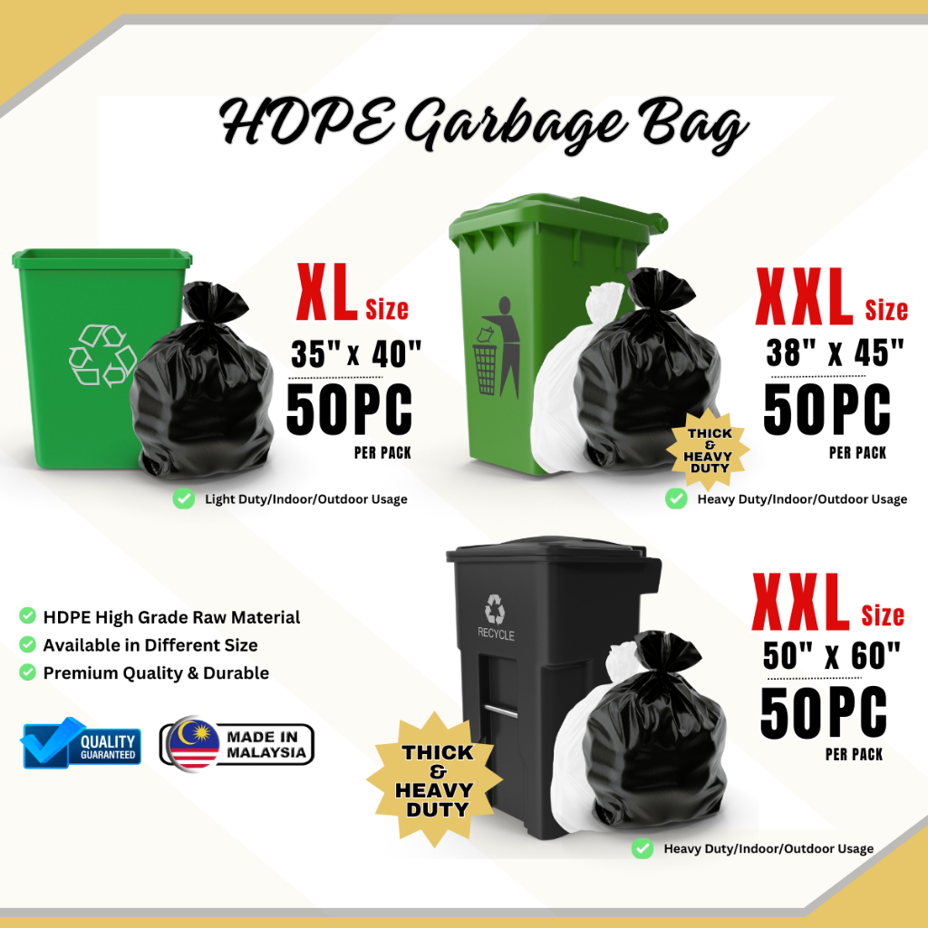 ถุงขยะ XXL EXTRA LARGE Heavy Duty ถังขยะพลาสติกถุงขยะพลาสติกพลาสติก Swampah Plastik Sampah 袋