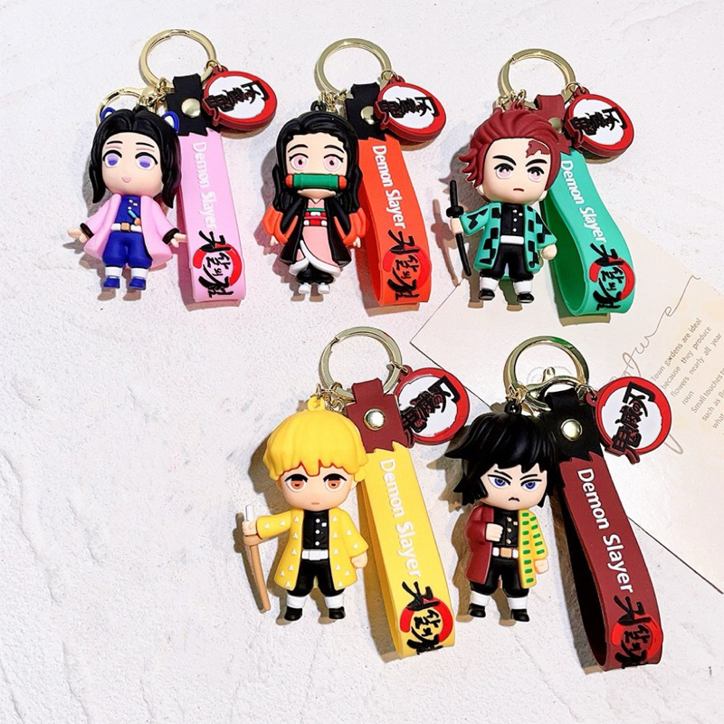 Patung Demon Slayer Tanjiro Zenitsu Tomioka Giyuu Nezuko Shinobu Kocho Rengoku รูปพวงกุญแจพวงกุญแจ