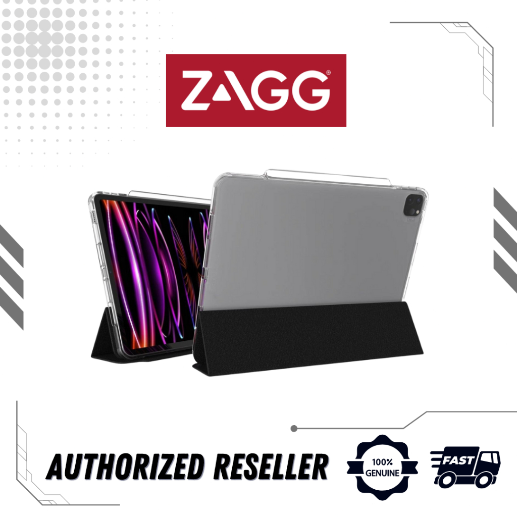 Zagg Crystal Palace Folio Clear Case For i -Pad 12.9" (6th/5th/4th/3rd Gen) / 11" (4th/3rd & 2nd Gen