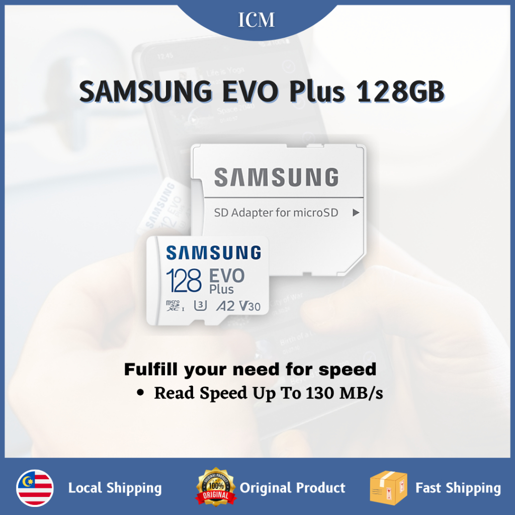 SAMSUNG EVO Plus 128GB 130MB/s MicroSD A2,V30 UHS-I U3 4K การ์ดหน่วยความจําพร้อม SD การ์ด Gadget