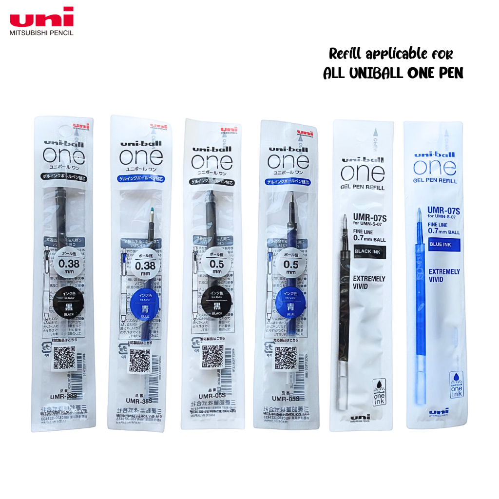 UniUni-ball One ปากกาเจลเติม 0.38 มม./0.5 มม./0.7 มม. UMR-38S/UMR-05S/UMR-07S