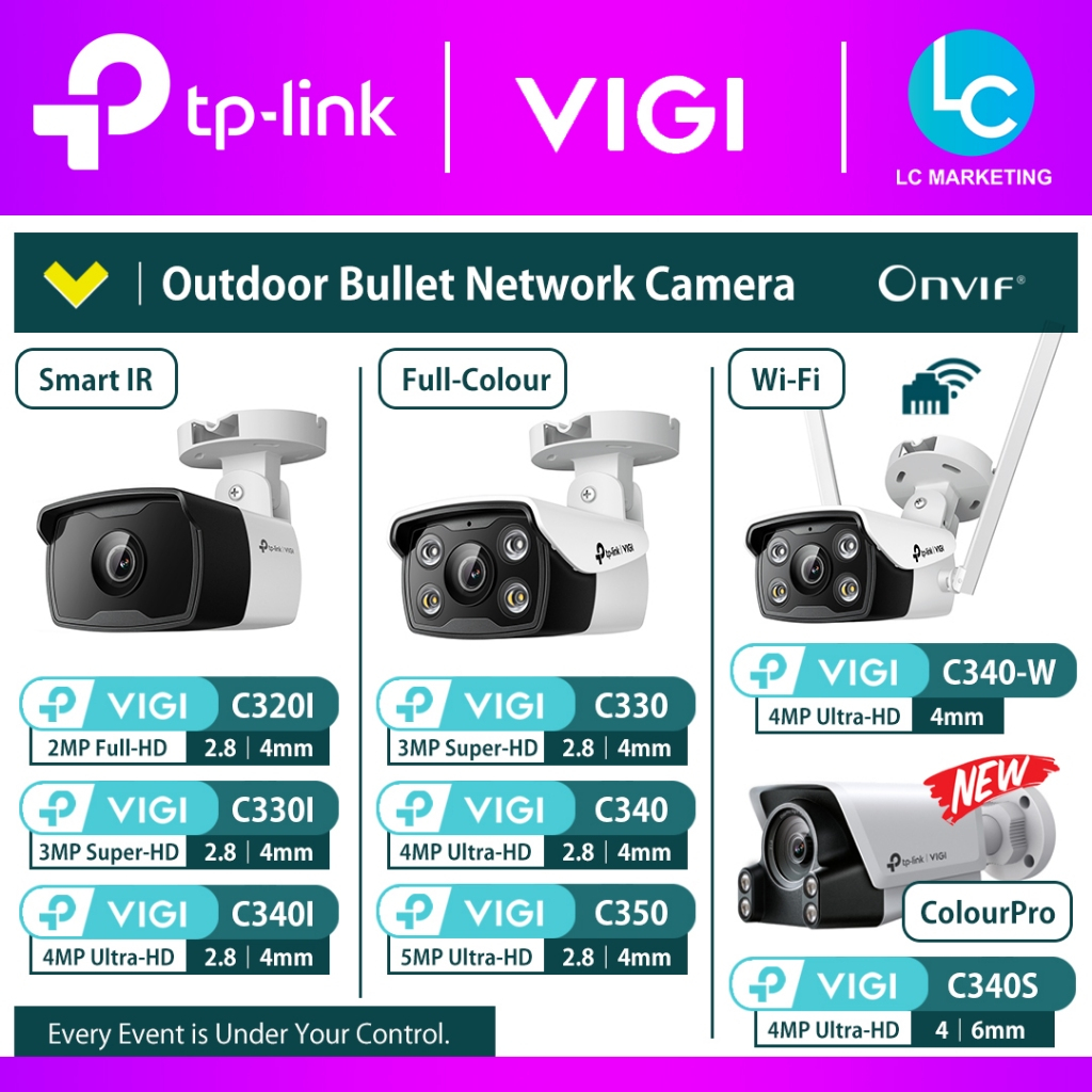 TP-Link Vigi C320I / C330I / C340I / C330 / C340 / C350 / C340S / C340-W Outdoor Bullet Network CCTV