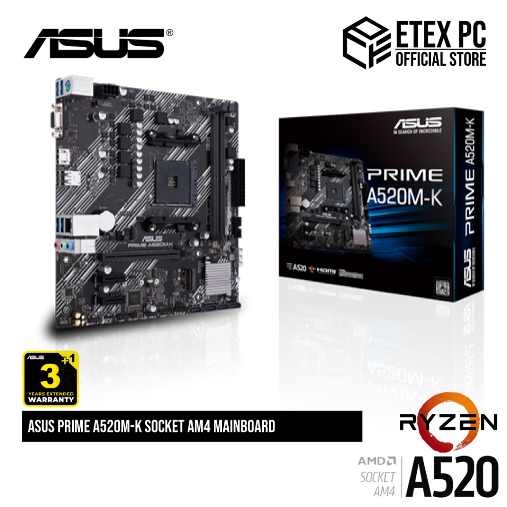 Asus PRIME A520M-K ซ็อกเก็ต AM4 เมนบอร์ด PRIME A520M-K