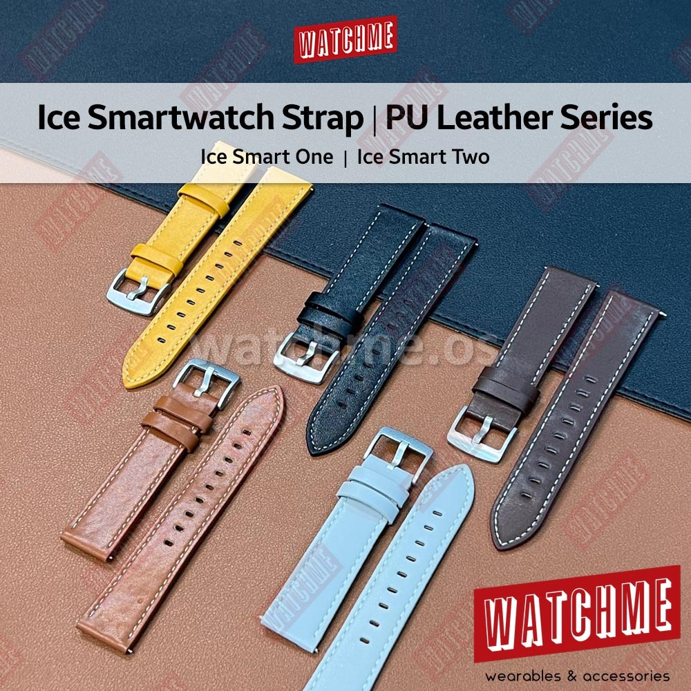 สายนาฬิกาข้อมือสมาร์ทวอทช์ สายหนัง PU หัวเข็มขัดสเตนเลส 22 มม. 5 สี สําหรับ ice watch smart one smart two