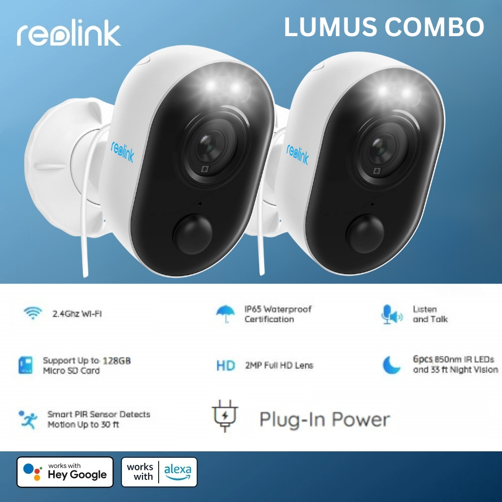 Reolink Lumus Outdoor WiFi Security กล้อง IP พร้อม Motion Spotlight, สี Night Vision IP65 Weatherpro