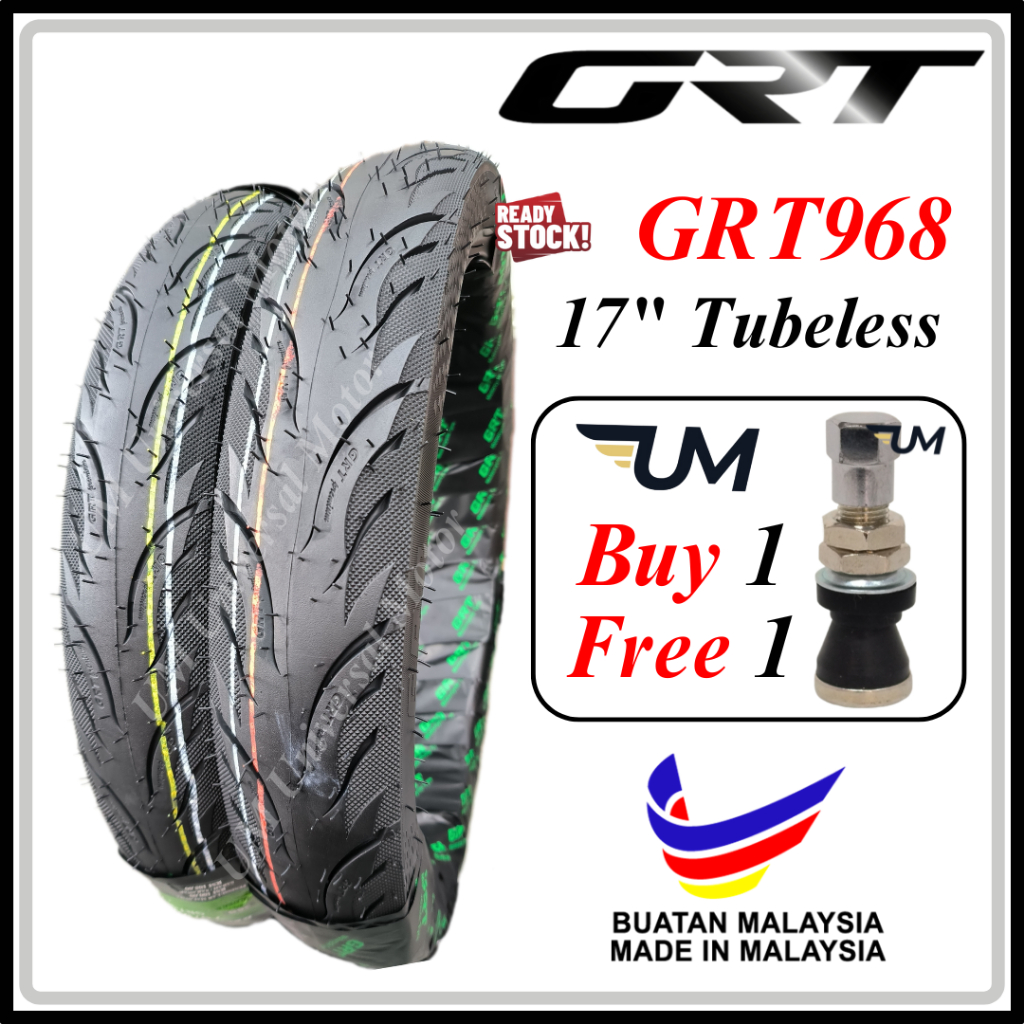 Grt 2024 รุ ่ นใหม ่ GRT968 TYRE 17 GECKO GRIP TAYAR 70 80/90-17 ตัด RAIN GRIPPING SOFT COMPOUND TIM