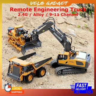[Malaysia Stock] 2.4G Alloy Remote Engineering Truck 8/9/11 Channel RC Excavator Dump Truck Track Type Bulldozer Tractor