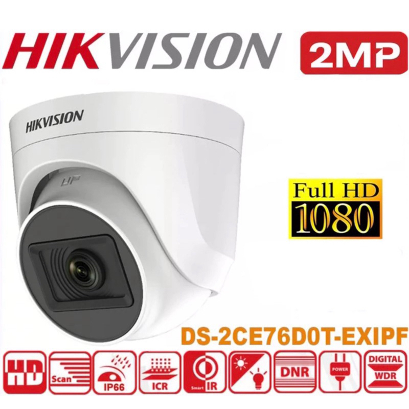 HIKVISION กล้องวงจรปิด DS-2CE76D0T-EXIPF 2MP Analog Full HD 1080P 4 In 1 Indoor IR Dome Camera TVI/A