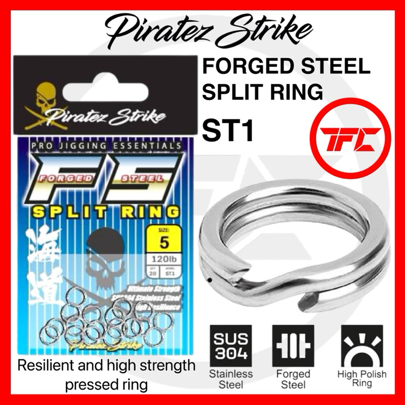Piratez Strike เหล็กปลอม SUS304 แยกแหวน ST-1 สแตนเลส Extra Strong Pro Jigging Essentials ST1 Heavy D
