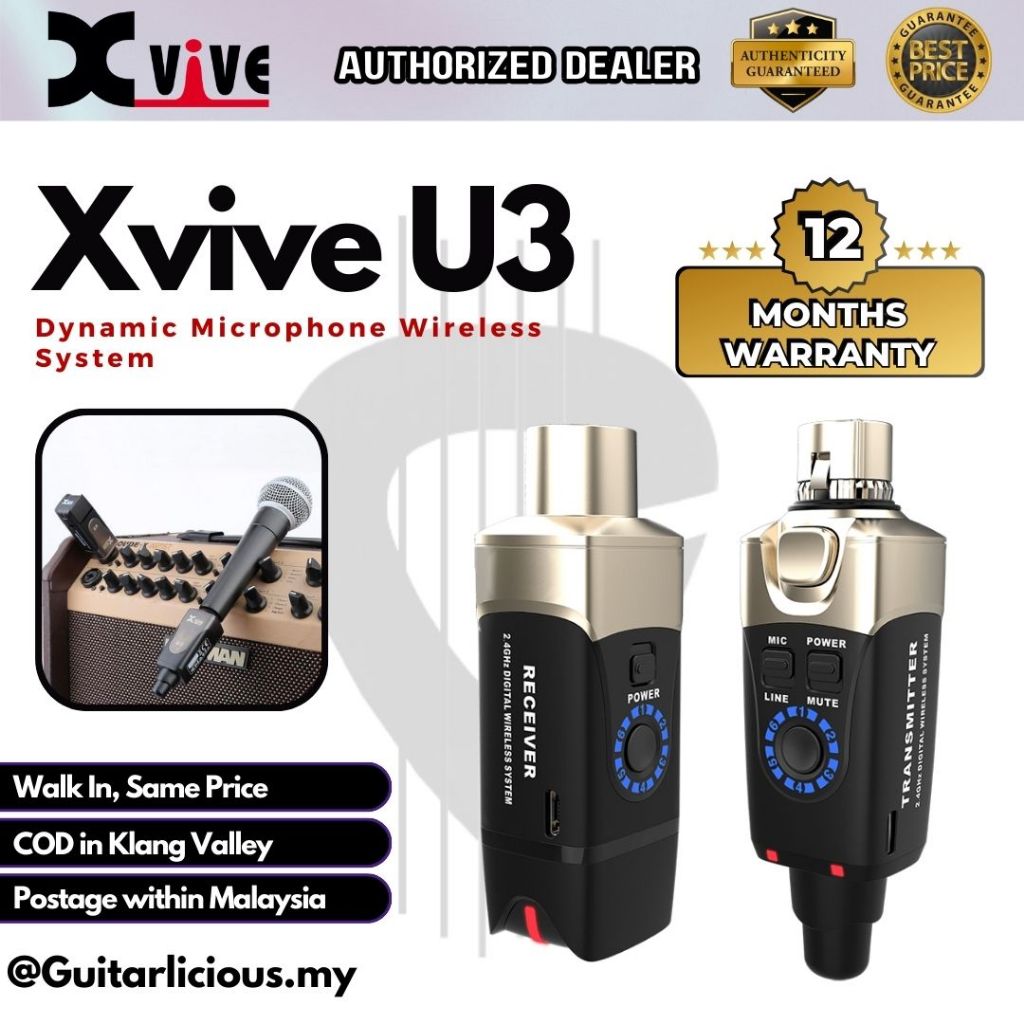 Xvive U3 Dynamic Microphone ระบบไร้สายสําหรับไมโครโฟนไดนามิกและระบบ PA