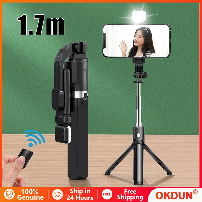 1.7m 2024 โทรศัพท์มือถือใหม่ Selfie Stick บลูทูธ Tiktok Live Integrated Telescopic แบบพกพาขาตั้งกล้อ