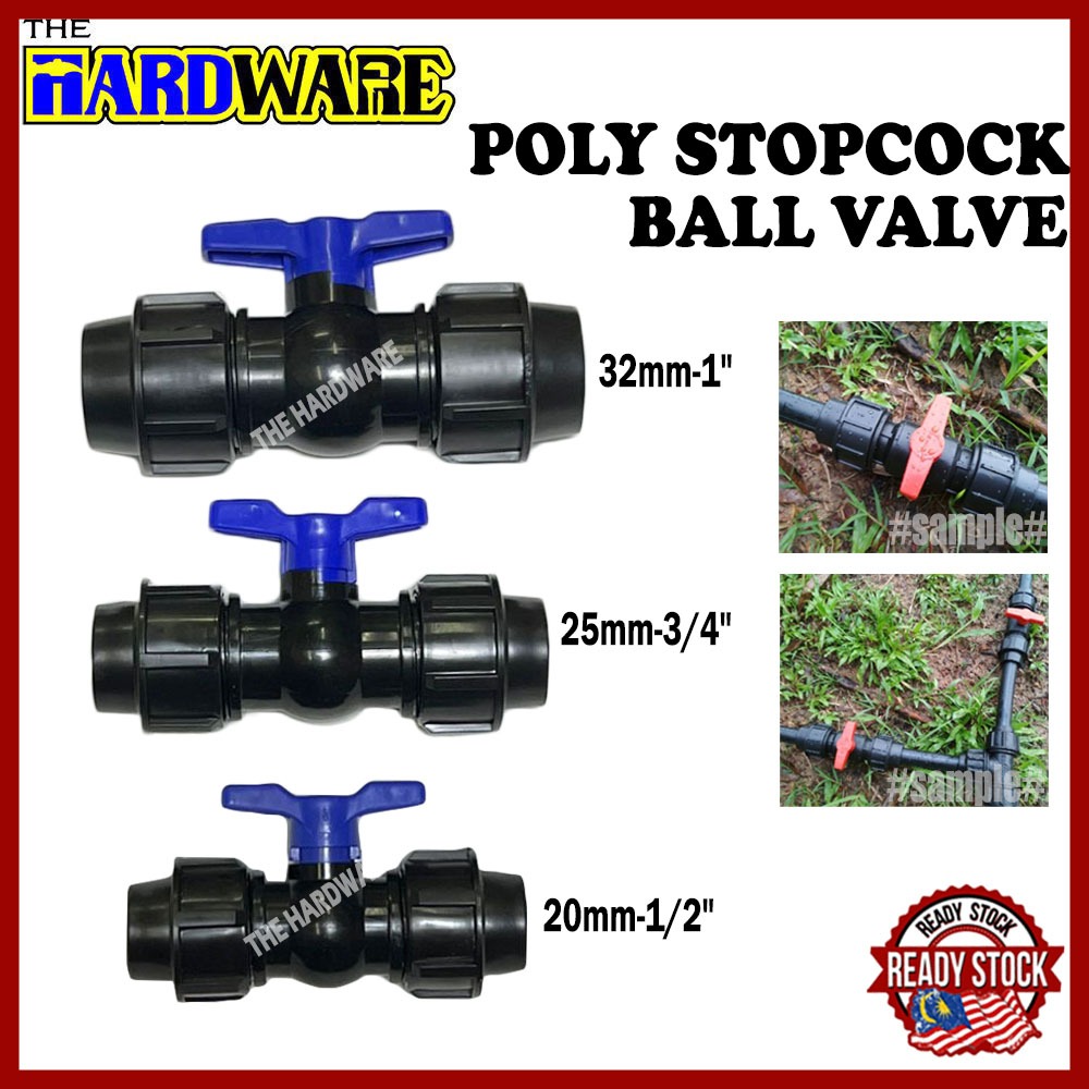 Poly Ball Valve Heavy Duty Poly Stopcock Stop Tap Ball Valve/Compression Ball Valve-20mm(1/2") 25mm(