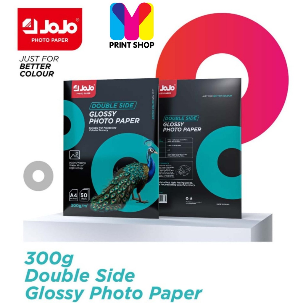 [ 300gsm DOUBLE SIDED ] A4 50 แผ่น JOJO WATER RESISTANT GLOSSY PHOTO PAPER INKJET PRINTING เค้ก TOPPER