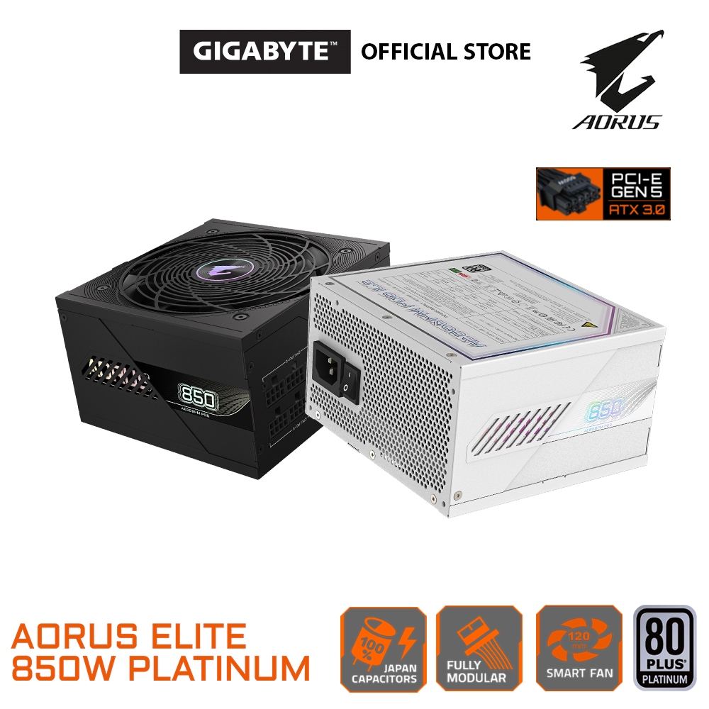 Gigabyte AORUS ELITE 850W 80+ Platinum Full Modular PCIe 5.0 และ ATX 3.0 หน่วยจ่ายไฟ PSU P850W AE850