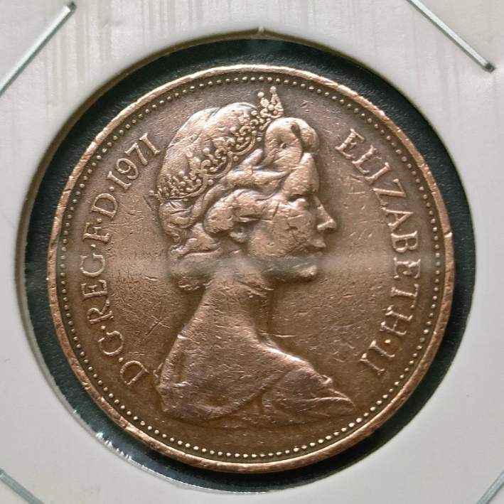 UK Queen Elizabeth II 2 Pence ใหม่ 1971