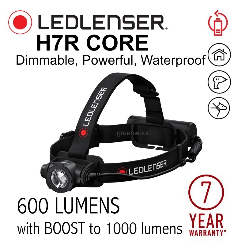 H7R Core LEDLENSER ไฟหน้าแบบชาร์จไฟได้ - 600 ลูเมน + เพิ่ม 1000 ลูเมน [เลนส์ Led, กันน้ํา]