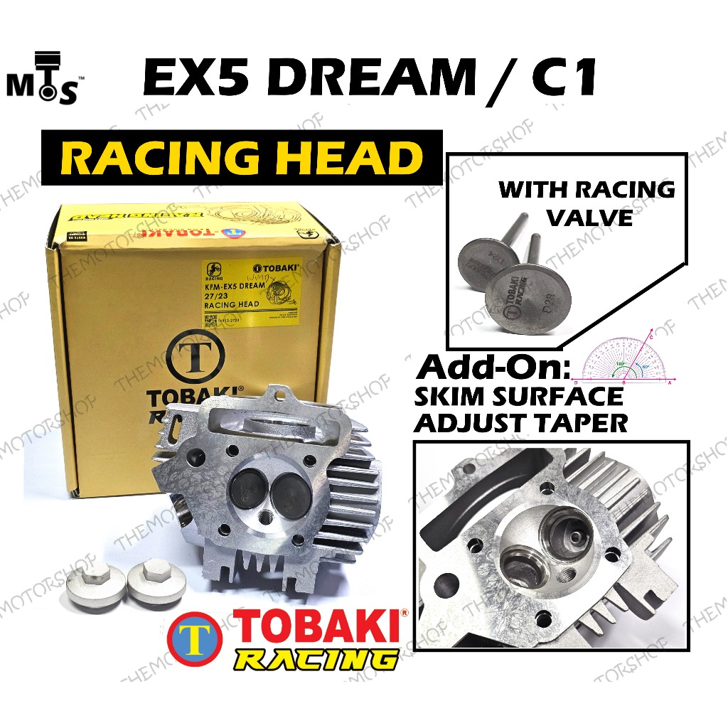👍!!สกิม+เทป!! TOBAKI RACING HEAD EX5 DREAM 30/26 28/24 WAVE100 CLASS MR1 KRISS100 RACING HEAD CYLIND