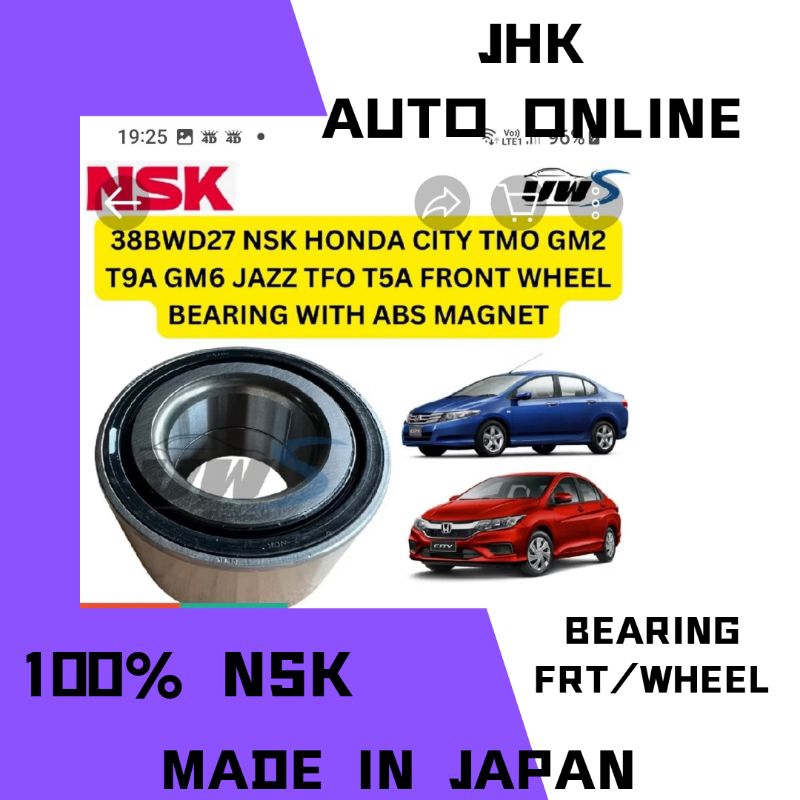 38BWD27ACA68 BEARING FRONT WHEEL JAZZ GK5 TMO T9A CRZ TFO 100% ใหม่ NSK