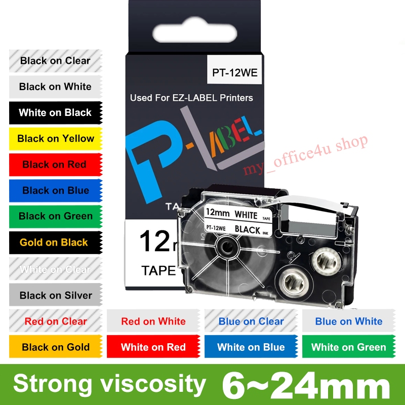 150pcs เทปใช้งานร่วมกับ Casio XR-12YW XR-12GN เทปฉลากสําหรับ Casio KL-60 KL-60SR KL120 KL100 KL-750 