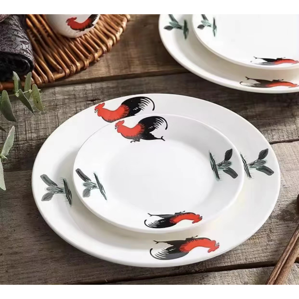 6 ขนาด / Rooster Series ขอบเซรามิกจานข้าวจานอาหารค่ํา Pinggan Ayam Seramik Piring Makan odong Shangi
