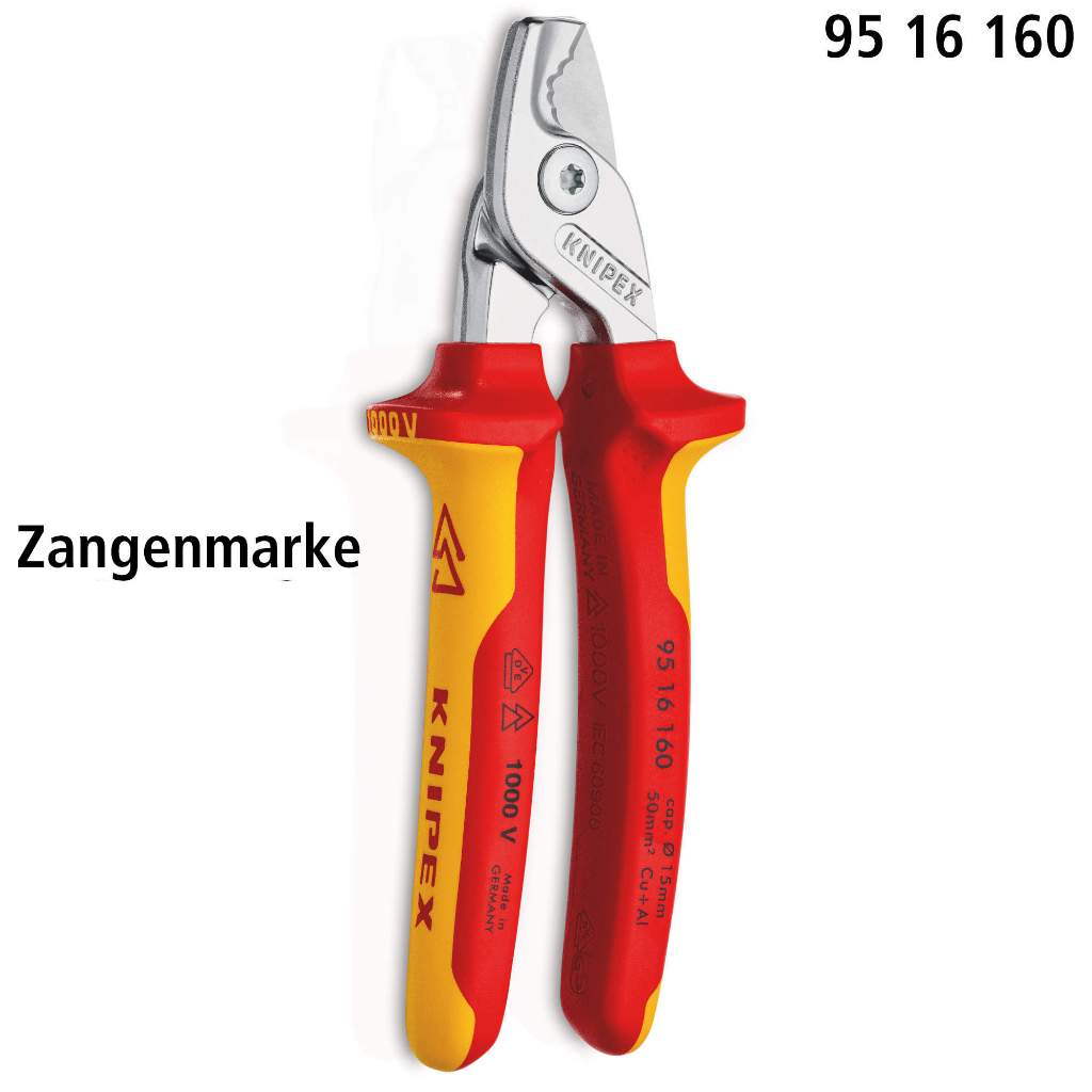 95 16 160 KNIPEX StepCut กรรไกรตัดสายเคเบิล 1000V ฉนวน 9516160 คัตเตอร์ VDE 11 12
