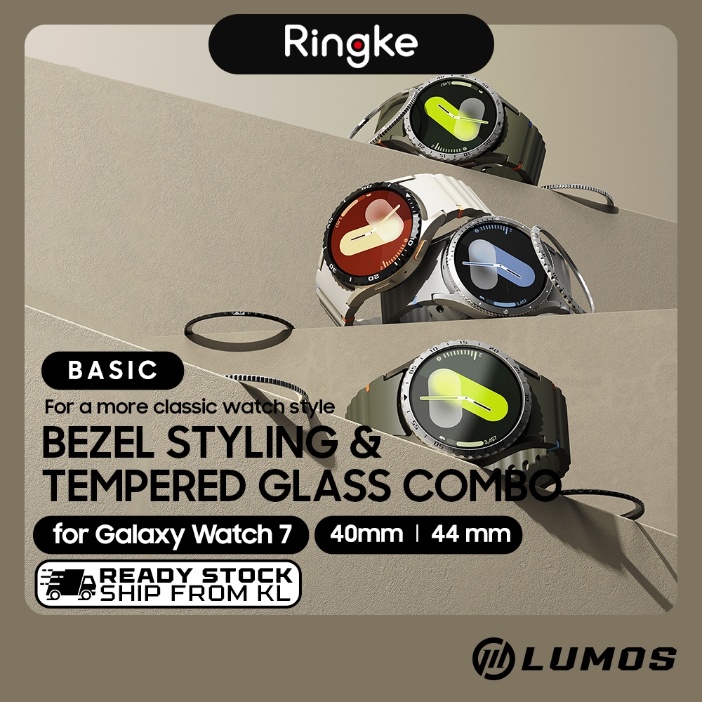 Ringke Bezel Style & Tempered Glass (Basic) Combo Pack สําหรับ Galaxy Watch 7 40mm / 44mm สมาร์ทวอทช