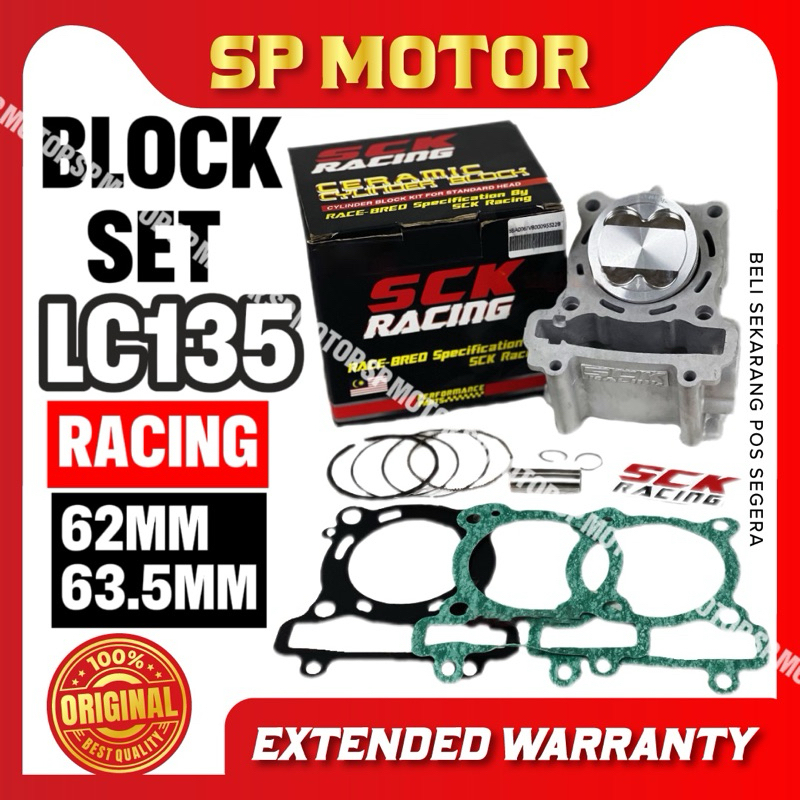 YAMAHA LC135 4S 5S RACING CYLINDER BLOCK ชุด ASSY + PISTON RING GASKET 62 มม. 63.5 มม.SCK RACING